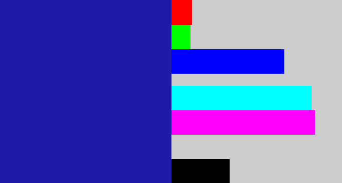Hex color #1f1ba8 - ultramarine