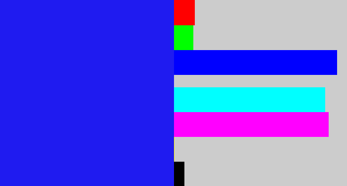 Hex color #1f1bf0 - vivid blue