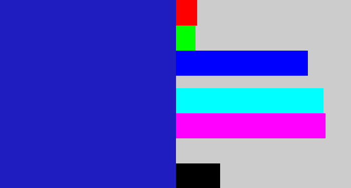 Hex color #1f1cc0 - indigo blue