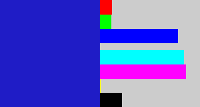 Hex color #1f1cc6 - ultramarine blue
