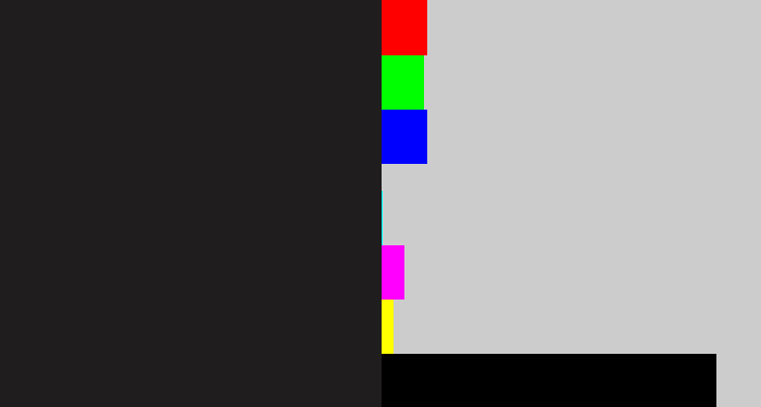 Hex color #1f1d1e - dark