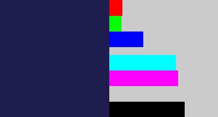 Hex color #1f1d4f - dark indigo