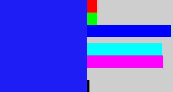 Hex color #1f1ef7 - vivid blue