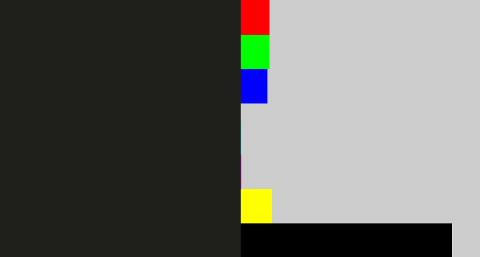 Hex color #1f1f1b - dark