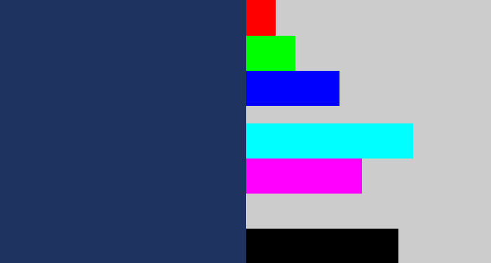 Hex color #1f3361 - dark slate blue