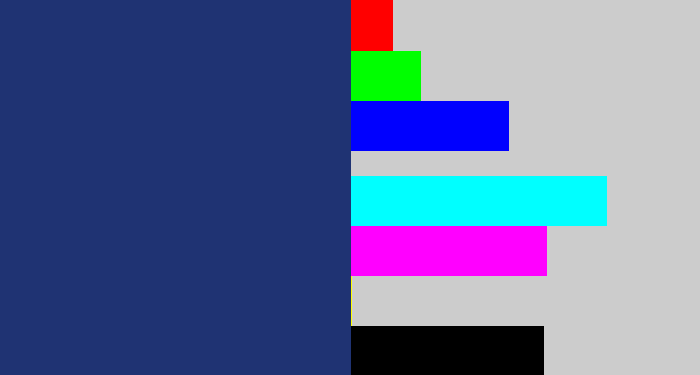 Hex color #1f3373 - dark slate blue