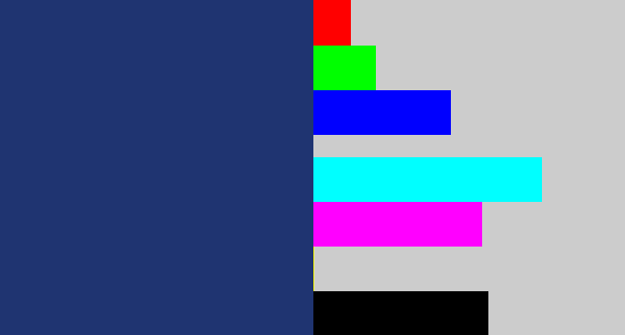 Hex color #1f3471 - dark slate blue