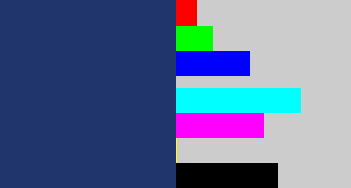 Hex color #1f356b - dark slate blue