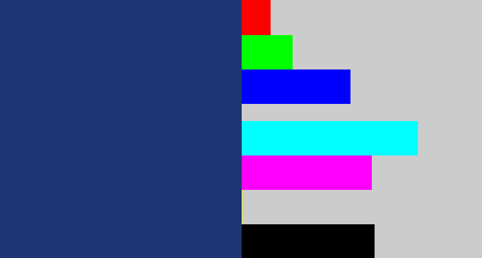 Hex color #1f3573 - dark slate blue