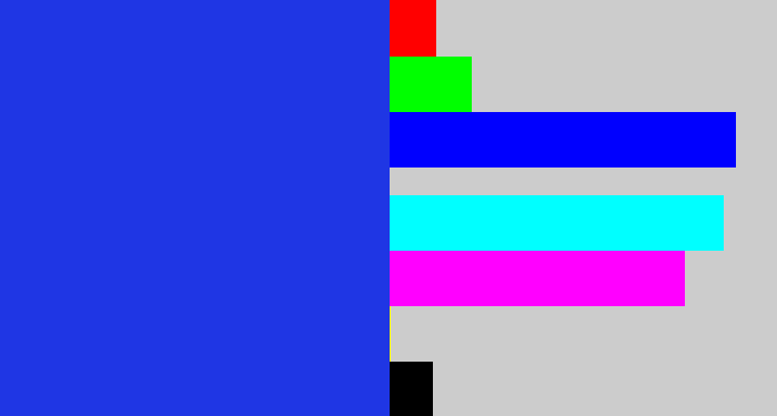 Hex color #1f36e4 - vivid blue