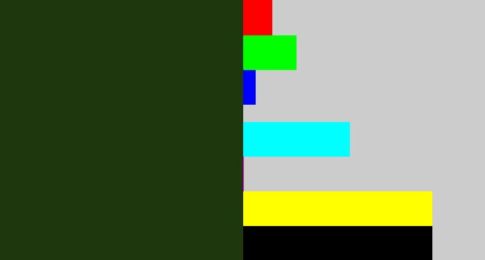 Hex color #1f370c - forrest green