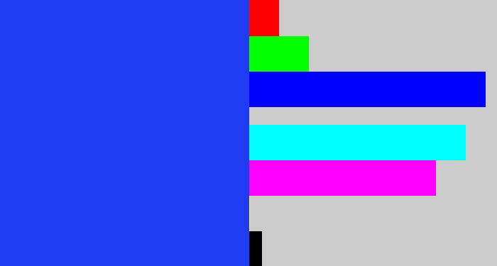 Hex color #1f3cf2 - vivid blue