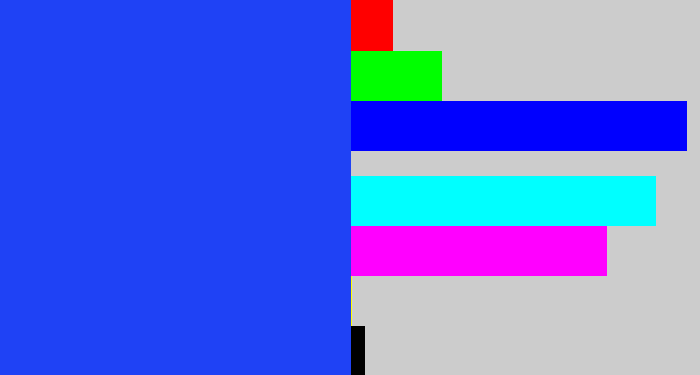 Hex color #1f42f5 - vivid blue