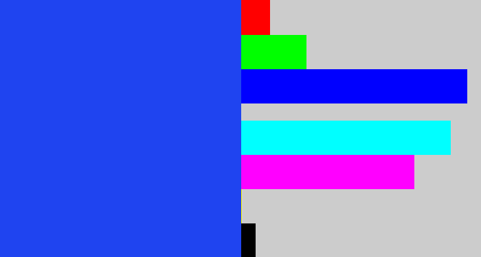 Hex color #1f44f0 - azul