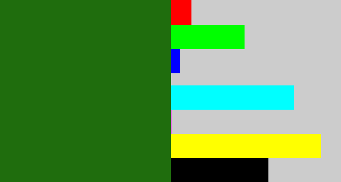 Hex color #1f6d0d - tree green