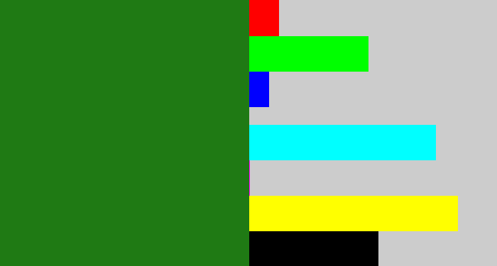 Hex color #1f7a14 - tree green