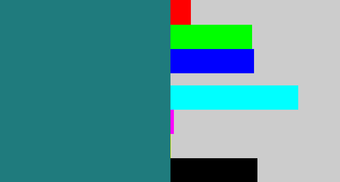 Hex color #1f7b7d - blue green