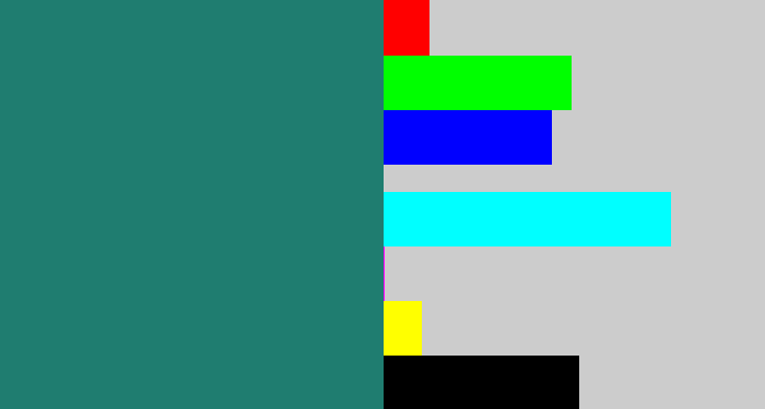 Hex color #1f7d70 - blue green