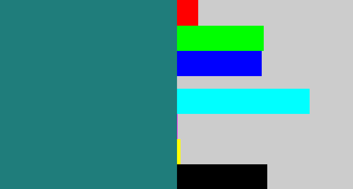Hex color #1f7d7b - blue green