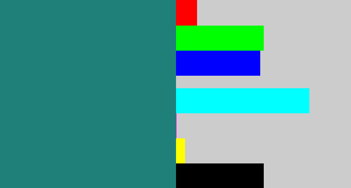 Hex color #1f807a - blue green