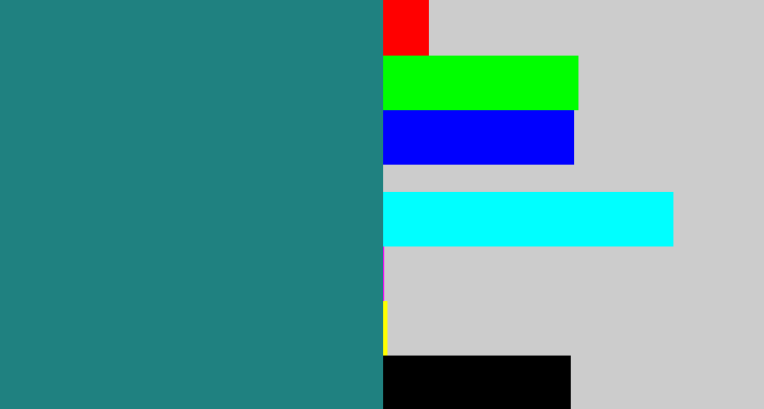 Hex color #1f8180 - blue green