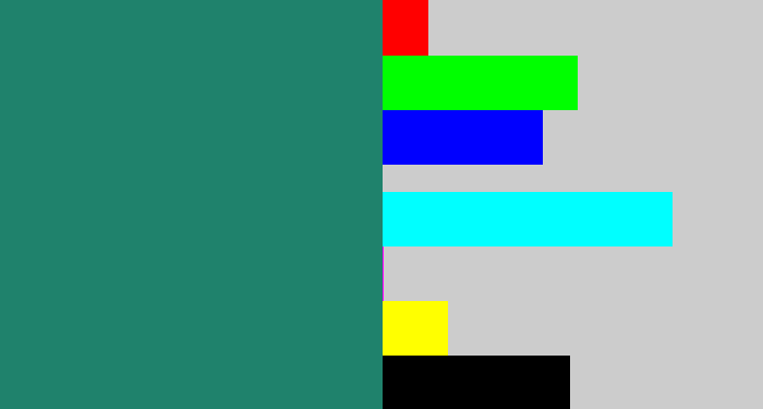 Hex color #1f826c - blue green