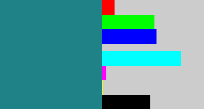 Hex color #1f8287 - greenish blue