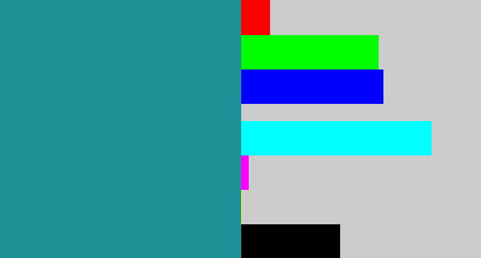 Hex color #1f9297 - blue/green