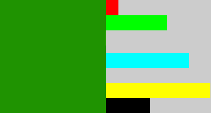 Hex color #1f9301 - true green