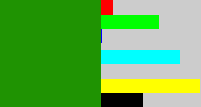 Hex color #1f9302 - true green