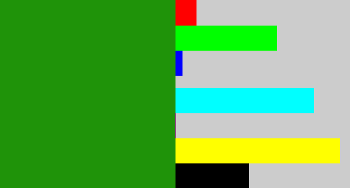 Hex color #1f9309 - true green