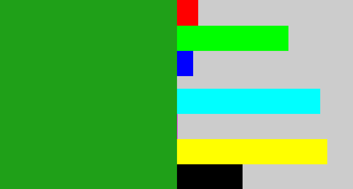Hex color #1fa018 - green