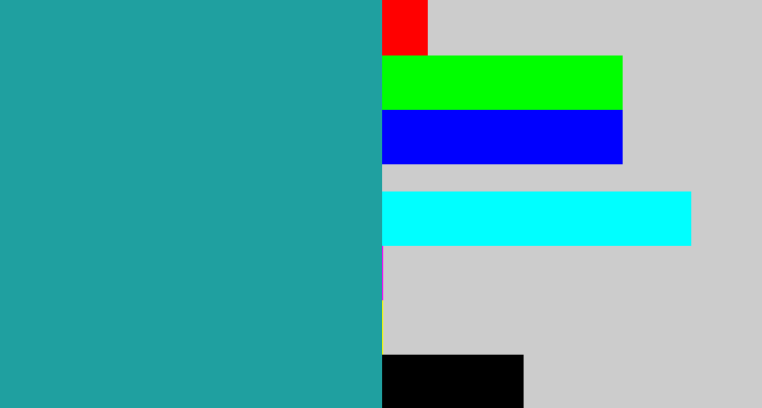 Hex color #1fa0a0 - blue/green