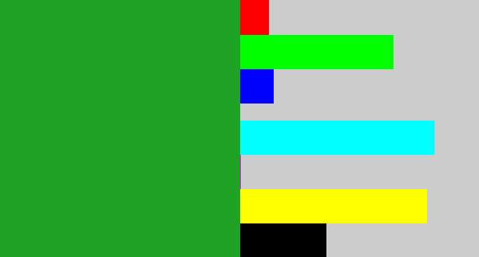 Hex color #1fa324 - green
