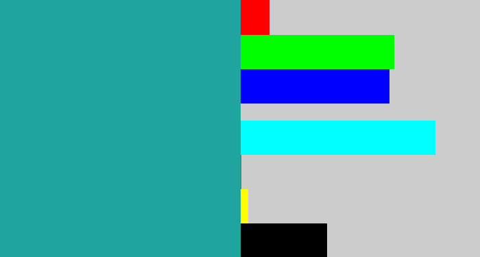 Hex color #1fa49f - blue/green