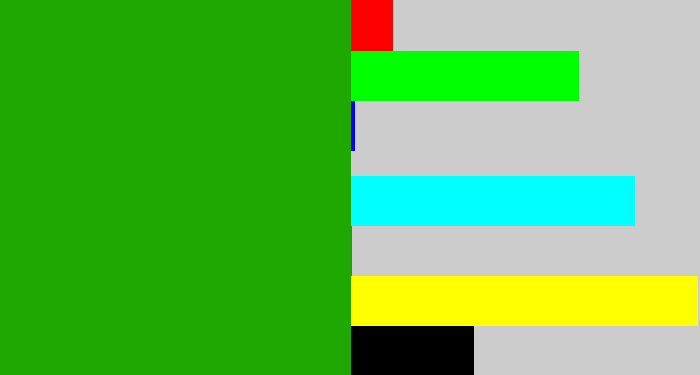 Hex color #1fa702 - green
