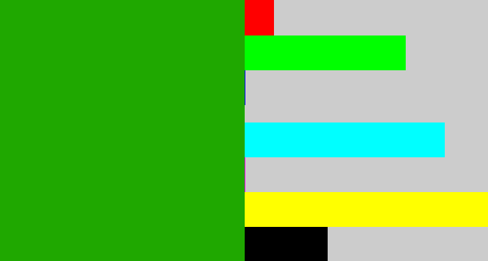 Hex color #1fa800 - green