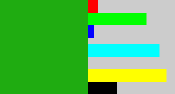 Hex color #1fac11 - green