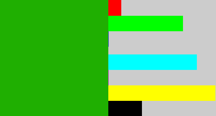Hex color #1faf01 - green