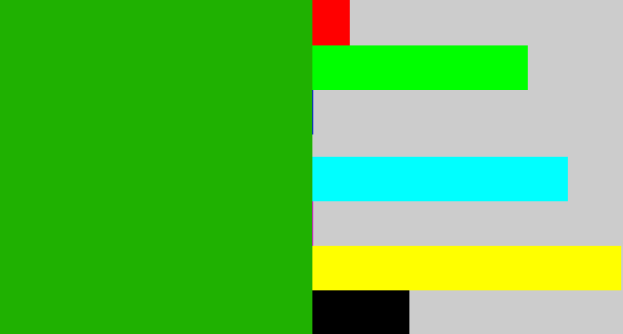 Hex color #1fb101 - green