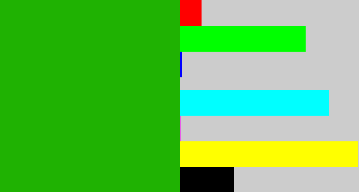 Hex color #1fb202 - green