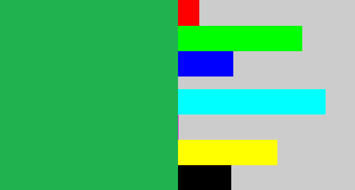 Hex color #1fb24f - medium green