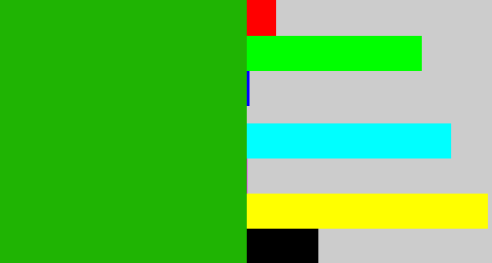 Hex color #1fb403 - green