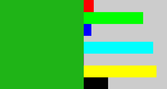 Hex color #1fb417 - green