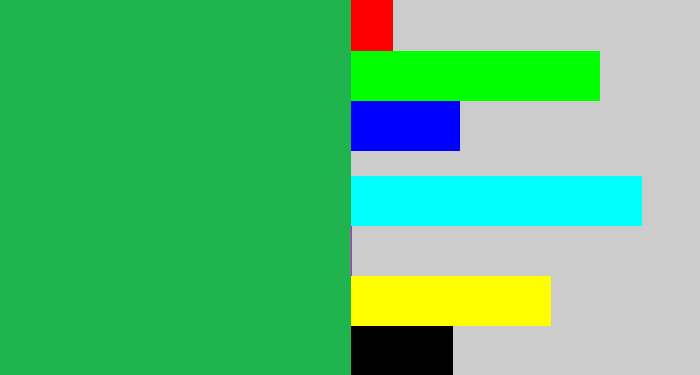 Hex color #1fb44e - medium green