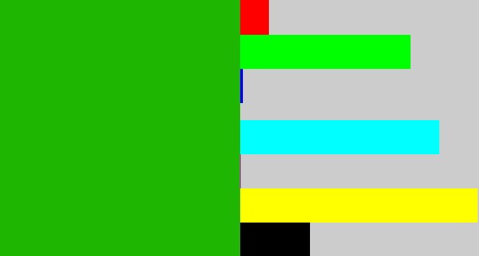 Hex color #1fb602 - green