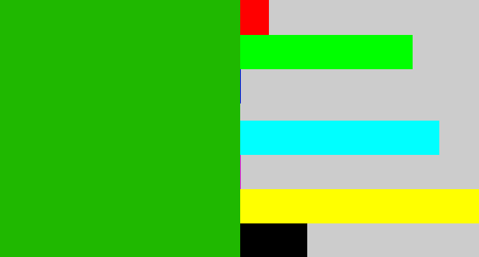 Hex color #1fb800 - green