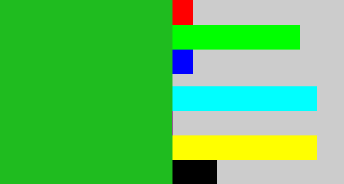 Hex color #1fbc1f - green