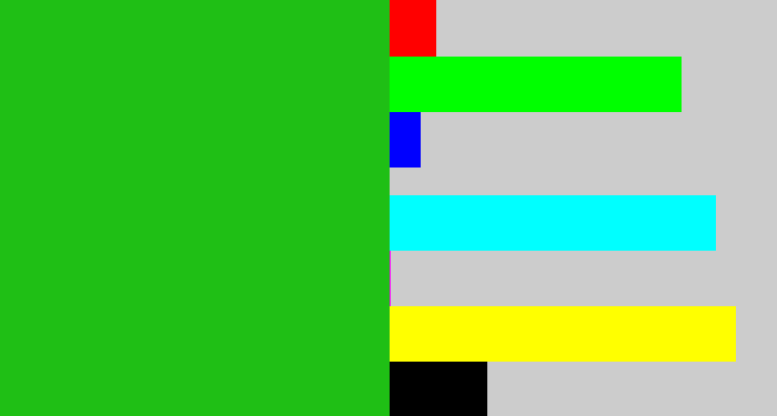 Hex color #1fbf15 - green