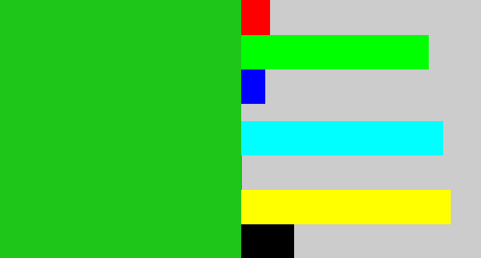 Hex color #1fc61a - green